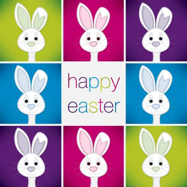 Vector illustration of Bright Easter Bunny card in vector format.