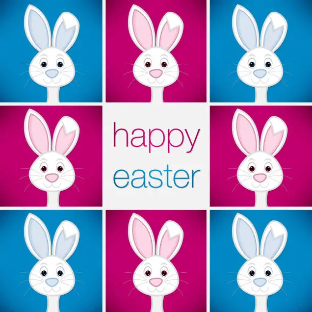 Vector illustration of Bright Easter Bunny card in vector format.