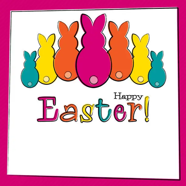 Vector illustration of Hand drawn Easter bunny card in vector format.