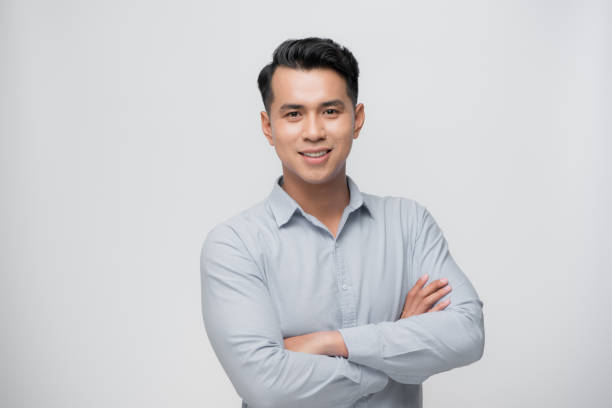 istock Smart asian business man on white 1185795659