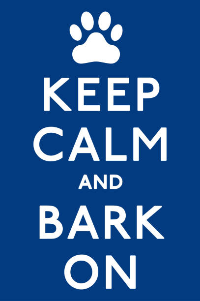 'keep calm and carry on barking!' hund plakat im vektorformat. - white dog audio stock-grafiken, -clipart, -cartoons und -symbole