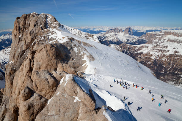 istock Dolomites, Italy - mountain Marmolada, mountain skiing and snowboarding 1185801333