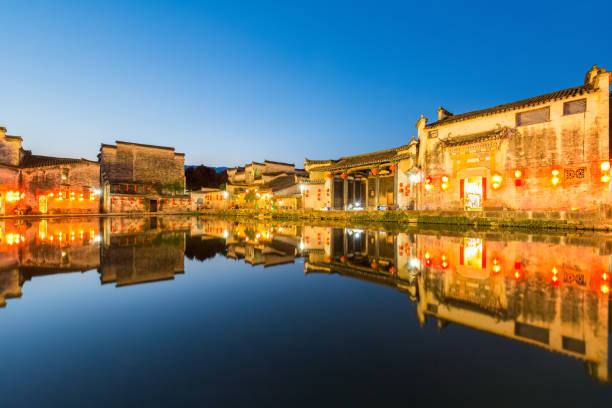 istock beautiful ancient villages and reflection in nightfall 1185801439