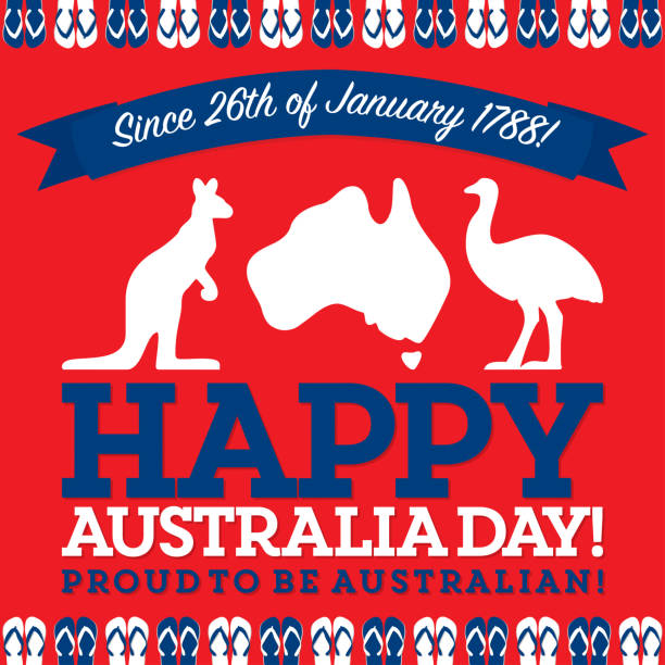 illustrations, cliparts, dessins animés et icônes de rétro ceinture australie day carte en format vectoriel. - sash white blue red
