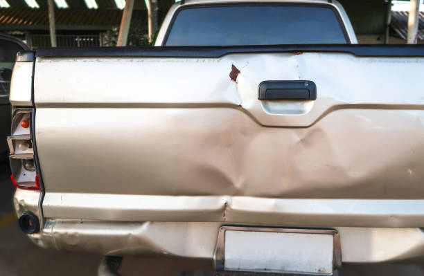 Crash pickup car was damaged stock photo