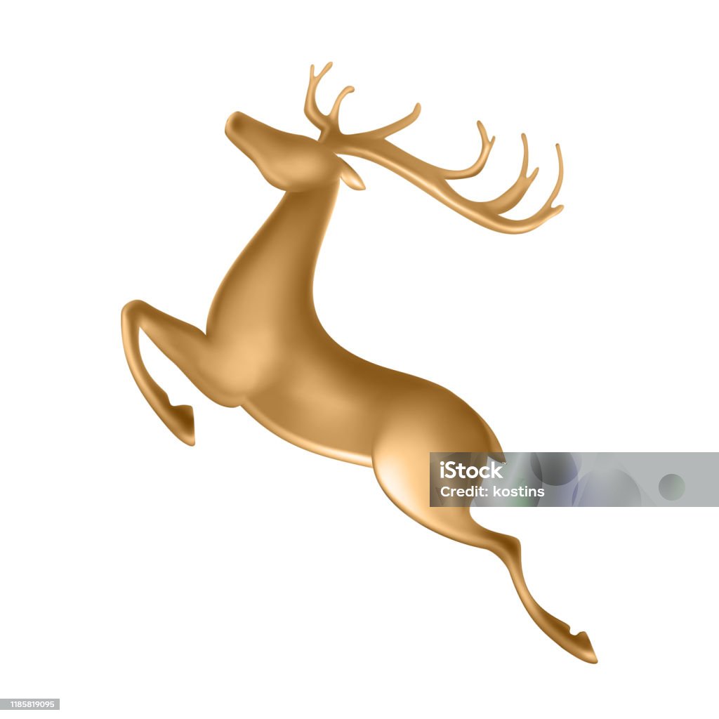 Golden Deer Statuette Stock Illustration - Download Image Now - Jumping,  Deer, Reindeer - iStock
