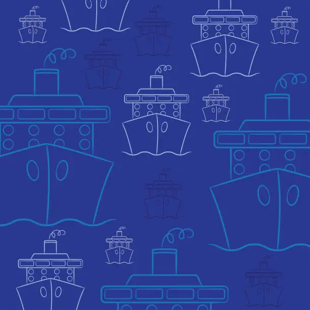 Vector illustration of Hand drawn cruise ship in vector format.