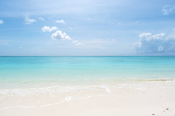 istock Turquoise sea water and sky with clouds 1185819762
