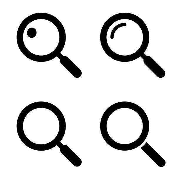 lupen-symbol-set - magnifying glass stock-grafiken, -clipart, -cartoons und -symbole