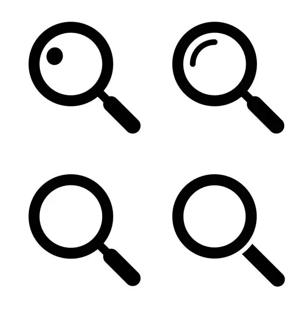 Vector illustration of Magnifying glass icon set