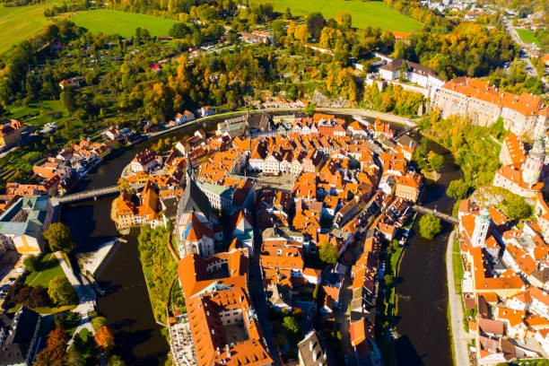 istock View from drone of Cesky Krumlov 1185821203