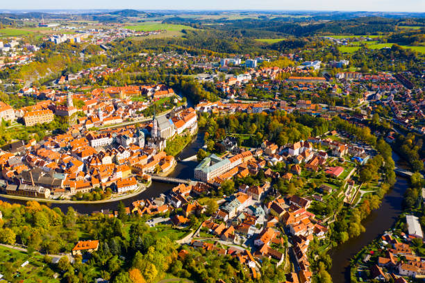 istock View from drone of Cesky Krumlov 1185821217