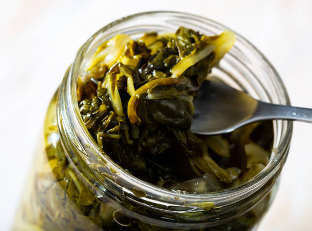 istock Glass jar with pickled swiss chard 1185822029