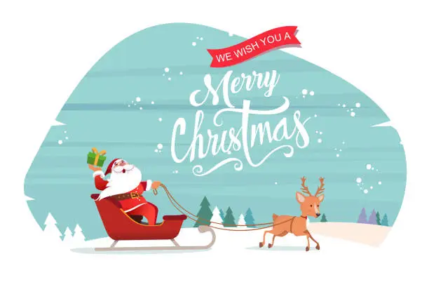 Vector illustration of Santa Claus with Reindeer