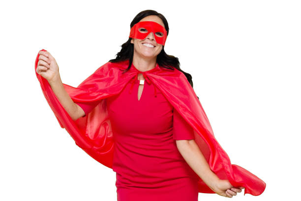 Front view / one person / waist up / portrait of adult beautiful black hair / long hair caucasian female / young women superwoman / superhero / heroines / hero dancing / exercising wearing dress / eye mask / mask - disguise / costume / cape - garment who is smiling / happy / cheerful / laughing / joy / conquering adversity / cool attitude who is courage vista frontal / una persona / cintura para arriba / retrato de adulto hermoso pelo negro / pelo largo mujer caucásica / joven mujeres supermujer / superhéroe / heroína / baile héroe / ejercicio usando vestido / máscara de ojos / máscara - disfraz / t