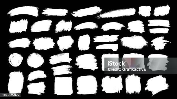 Set Of Thick Brushstrokes Irregular Drawing Strokes Stock Illustration - Download Image Now