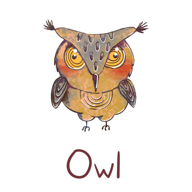 istock Colorful illustration of cute owl isolated on white background 1185837240
