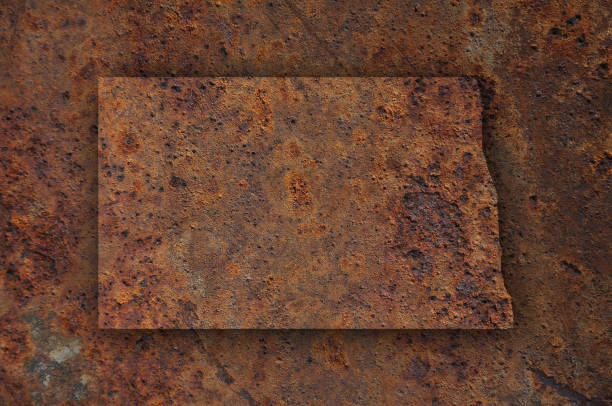 istock Map of North Dakota on rusty metal 1185838135