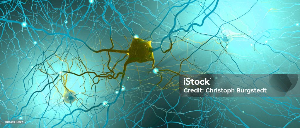 Signal transmitting neurons or nerve cells- 3d illustration Pain Stock Photo