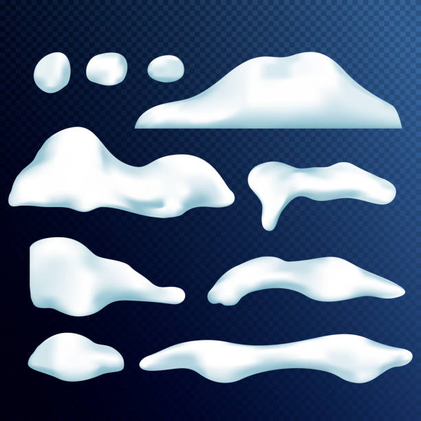 istock Vector set of snow caps, icicles, snowballs and snowdrift isolated on transparent background. Vector illustration. Winter decorations. Game art elements. Christmas, snow texture, white elements. 1185842386