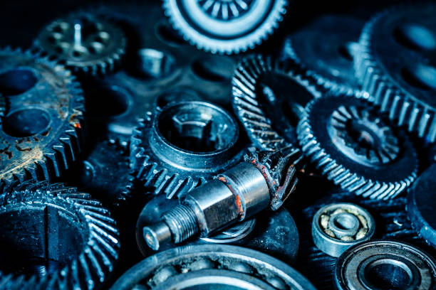 istock Gears. Machine part. Neon color. 1185846243