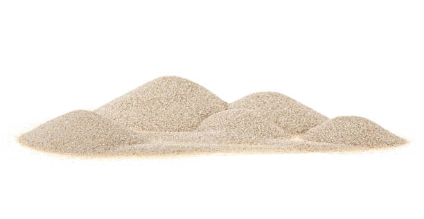 istock Heap of dry beach sand on white background. Selective focus. 1185846541