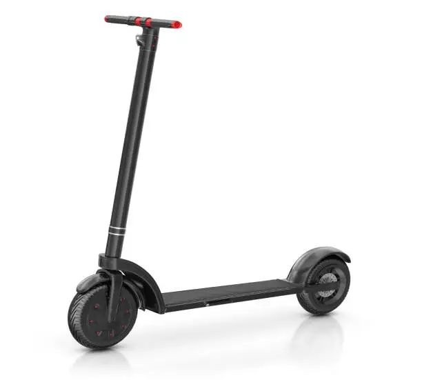 3d render. Electric scooter in front view isolated on white background.