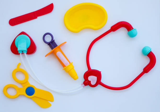 istock Kid's toy doctor set on white backround 1185848218