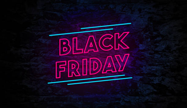 Black Friday Neon Sign on Brick Wall Black Friday Neon Sign on Brick Wall Background black friday sale banner stock pictures, royalty-free photos & images