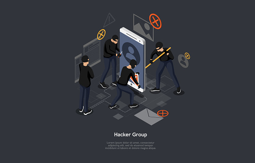 Isometric Hacker Attack Concept Internet Hacker Composition With Hacker ...