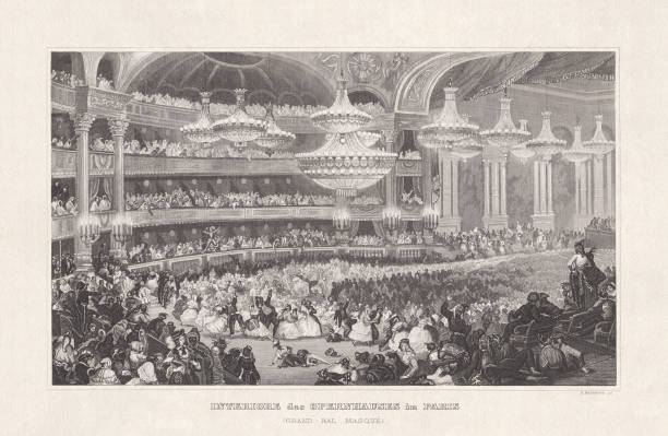 illustrations, cliparts, dessins animés et icônes de intérieur de l'opéra de paris, gravure sur acier, publié en 1857 - opera garnier