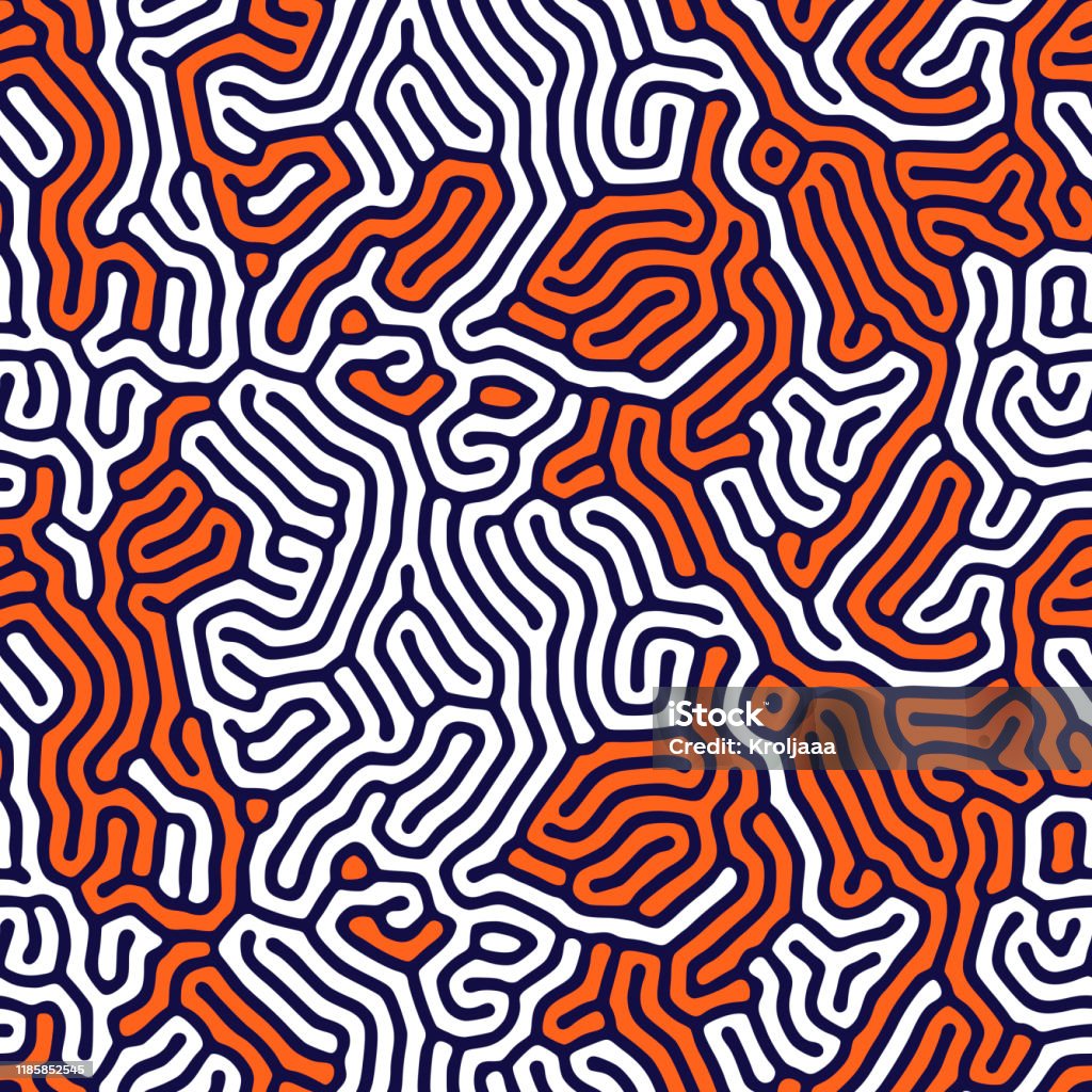 Vector Biology Pattern Organic Seamless Pattern With Rounded Lines Diffusion Reaction ...