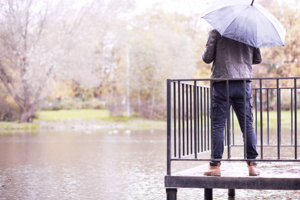 istock Autumn rainy park in October 1185860173