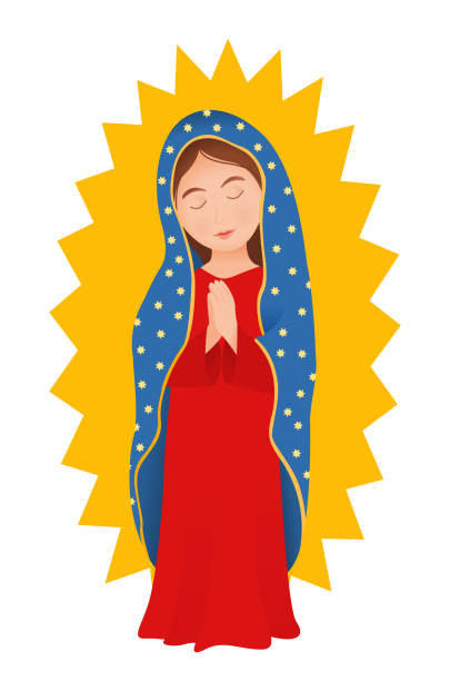 Virgin Of Guadalupe Virgin Of Guadalupe, Mexican Virgin Mary  isolated on white virgen de guadalupe stock illustrations