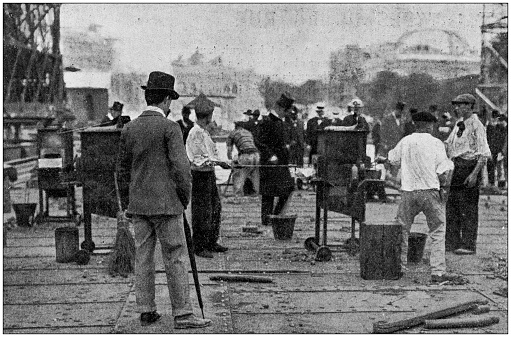 Antique photo: Construction site visit