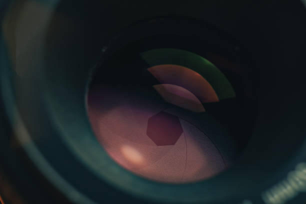 istock Close up Beautiful Camera Lens with reflection  background. Macro view. 1185864089