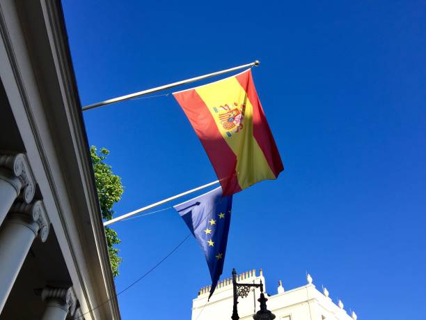 istock Spanish and European Union flags 1185864508