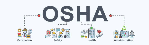 illustrations, cliparts, dessins animés et icônes de osha - icône web de bannière de l'administration de la sécurité et de la santé au travail pour les entreprises et l'organisation. concept de conception infographique. - employé de ladministration