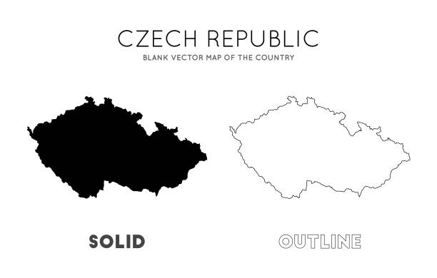 tschechische republik karte. - prag stock-grafiken, -clipart, -cartoons und -symbole