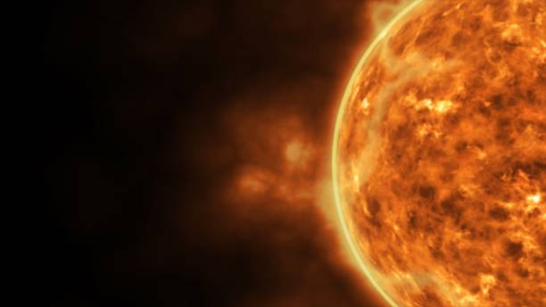 istock Sun star surface with solar flares, burning of sun animation 3D rendering 1185866341