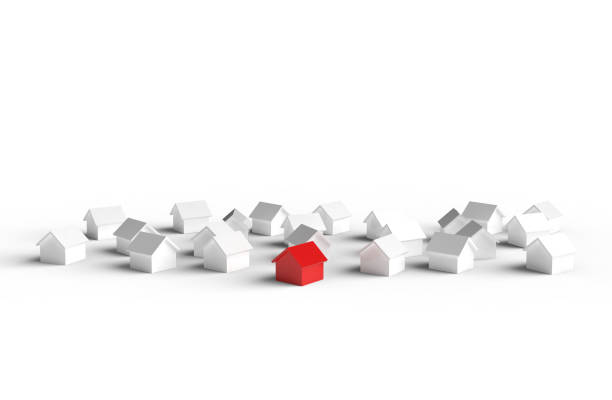 istock Group of house isolated on white background. 3D Illustration. 1185867541