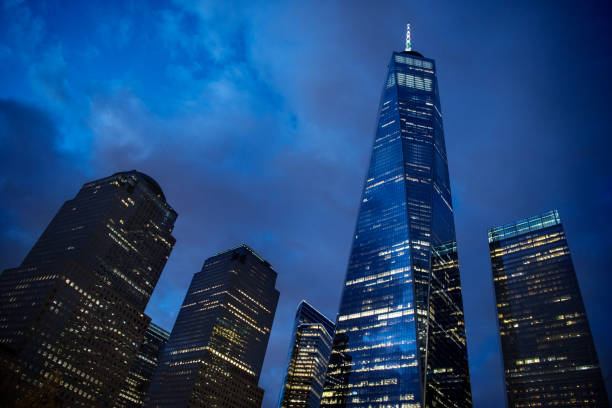 One World Trade Center in New York The Freedom Tower by night one world trade center photos stock pictures, royalty-free photos & images