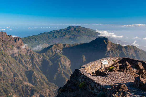 MIrador Roque de los Muchachos, popular tourist attraction - La palma Roque de los Muchachos, Caldera de Taburiente National Park, La Palma, Canary Islands, Spain, Europe mirador stock pictures, royalty-free photos & images