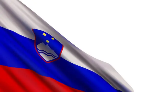 Vector illustration of The realistic flag of Slovenia isolated on a white background.