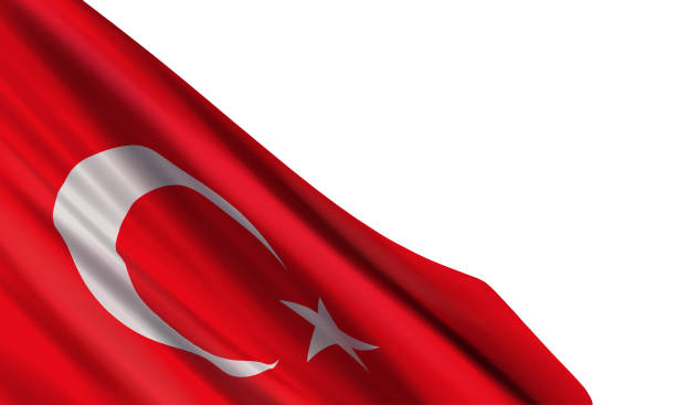 Background with a realistic flag of Turkey. Background with a realistic flag of Turkey. Vector element for Democracy and National Solidarity Day, Republic Day, Ataturk Memorial Day. türkiye country stock illustrations