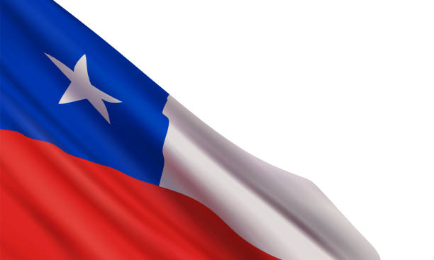 Background with a realistic flag of Chile isolated on white background. Background with a realistic flag of Chile isolated on white background. Vector element for Navy Day, National holiday, Army Day. flag of chile stock illustrations