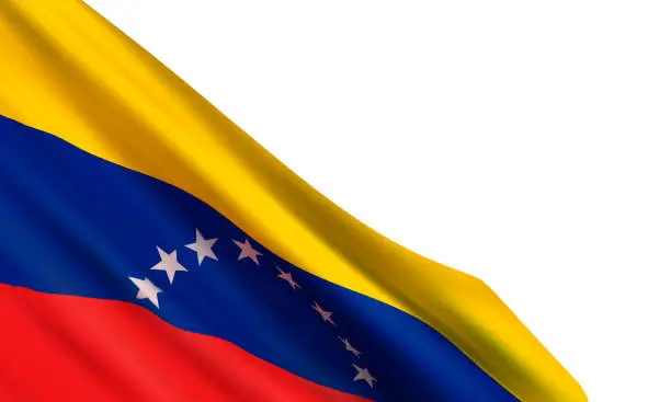 Vector illustration of Vector illustration with realistic flag of Venezuela.
