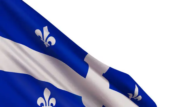 Vector illustration of Vector background with realistic flag of Quebec.
