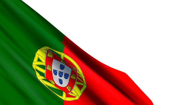 istock Background with realistic flag of Portugal on white background. 1185874057