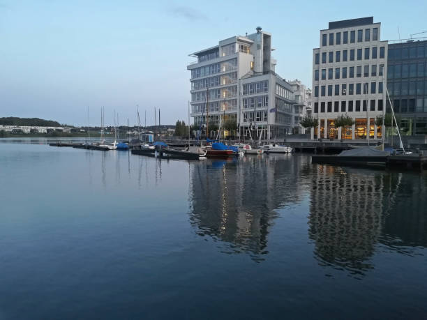 Dortmund, September 27, 2019: Lake Phoenix in Dortmund in the evening